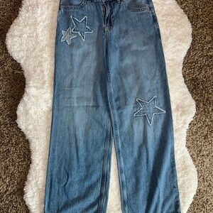 abercrombie kids Denim Jeans with Star Appliqués - Blue